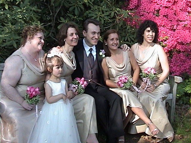 The groom and the bridesmaids