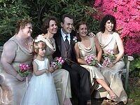 The groom and the bridesmaids